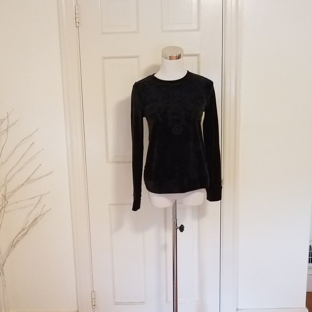 NWT Lilly Pulitzer Rami Velour Sweatshirt Onyx Size XXS embroidery $118